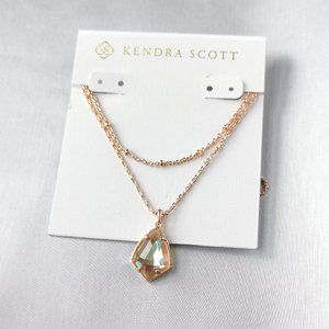 Kendra Scott Cory Blush Dichroic Glass Rose Gold Multi Strand Necklace